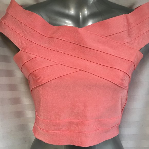 YaYa & Co Formal Coral Pink Top Strapless Grad Prom Zipper Sz Med Fitted Stretch - Picture 4 of 14